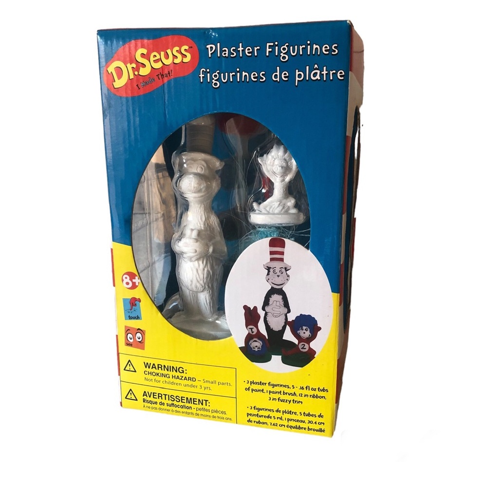 Dr Seuss 2010 The Cat In The Hat - I Made That! 3 Plaster Figurines Paint Set